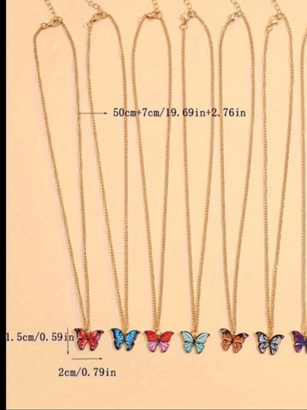One Random Gold Chain Butterfly Pendant Necklace - Multicolor - Picture 3 of 3